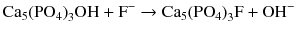 $$ {\mathrm{Ca}}_5{\left({\mathrm{PO}}_4\right)}_3\mathrm{O}\mathrm{H} + {\mathrm{F}}^{-}\to {\mathrm{Ca}}_5{\left({\mathrm{PO}}_4\right)}_3\mathrm{F} + {\mathrm{OH}}^{-} $$