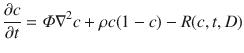 $$\frac{\partial c}{\partial t} = \varPhi \nabla^{2} c + \rho c(1 - c) - R(c,t,D)$$