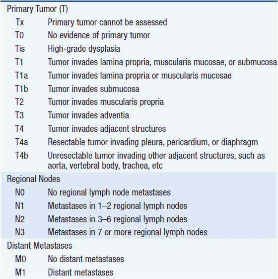 Esophageal Cancer Staging Chart