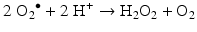 
$$ 2\;{{\mathrm{O}}_2}^{\bullet }+2\;{\mathrm{H}}^{+}\to {\mathrm{H}}_2{\mathrm{O}}_2+{\mathrm{O}}_2 $$
