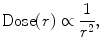 
$$ \mathrm{Dose}(r)\propto \frac{1}{r^2}, $$
